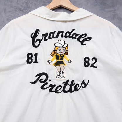 1982 White Crandall Pirettes Chain Stitched Bowling Shirt 4824