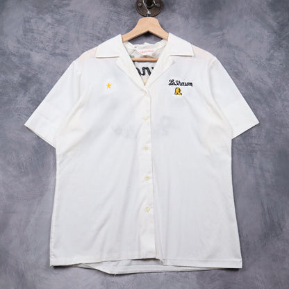 1982 White Crandall Pirettes Chain Stitched Bowling Shirt 4824