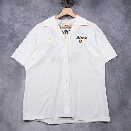 1982 White Crandall Pirettes Chain Stitched Bowling Shirt 4824
