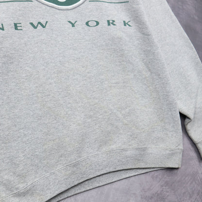 00s Grey New York Jets Crewneck Sweatshirt 6422