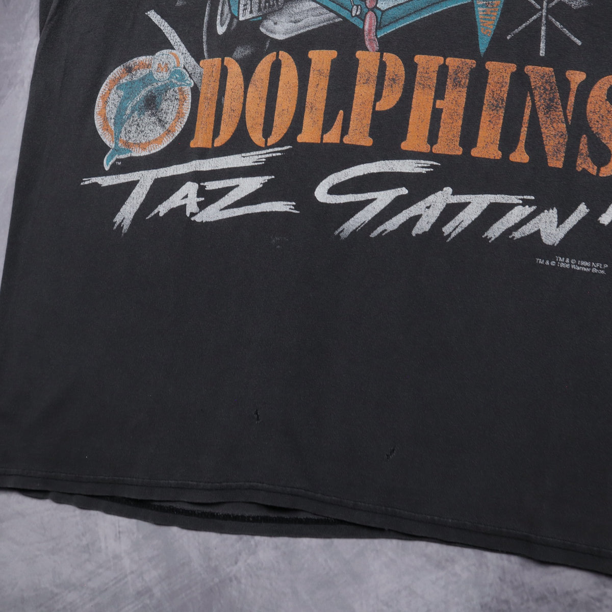 1996 Faded Black Miami Dolphins Taz Gatin' Shirt 6553