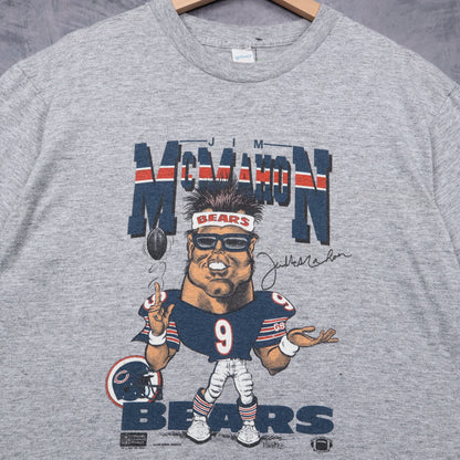 80s Grey Jim McMahon Chicago Bears Caricature Shirt 6724