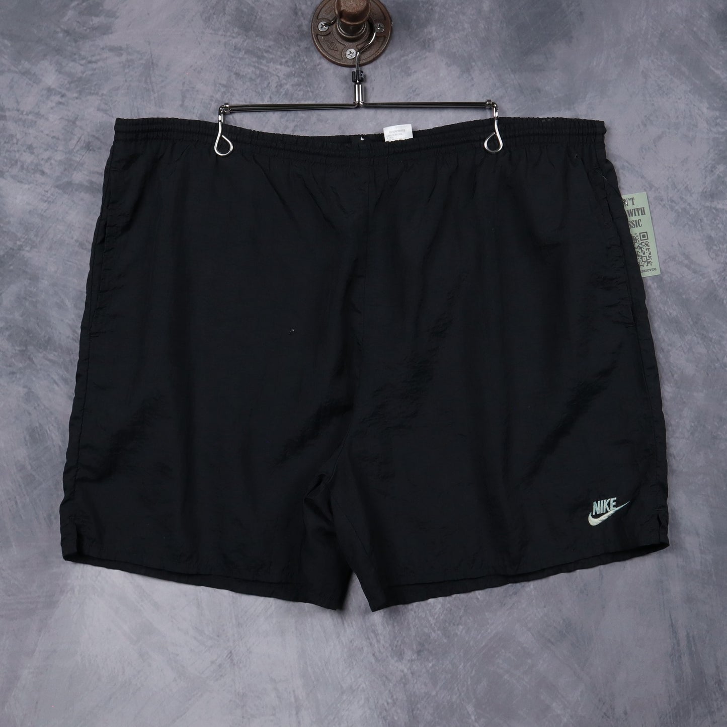90s Black Nike Big Swoosh Nylon Shorts 5215