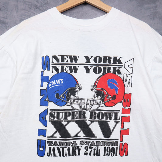 1991 White Super Bowl XXV Giants vs Bills Shirt 6692