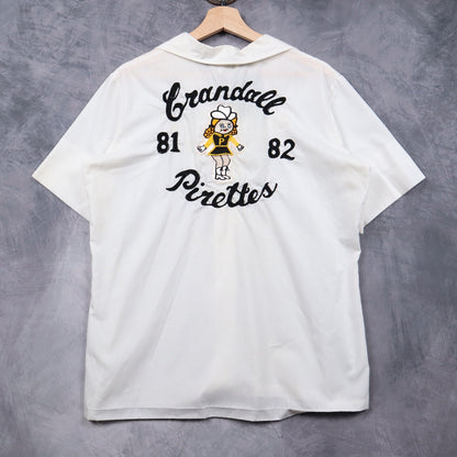 1982 White Crandall Pirettes Chain Stitched Bowling Shirt 4824