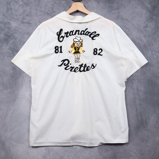 1982 White Crandall Pirettes Chain Stitched Bowling Shirt 4824