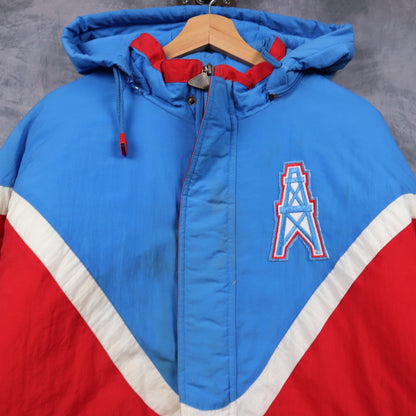 90s Blue Houston Oilers Apex One Hooded Jacket 6514