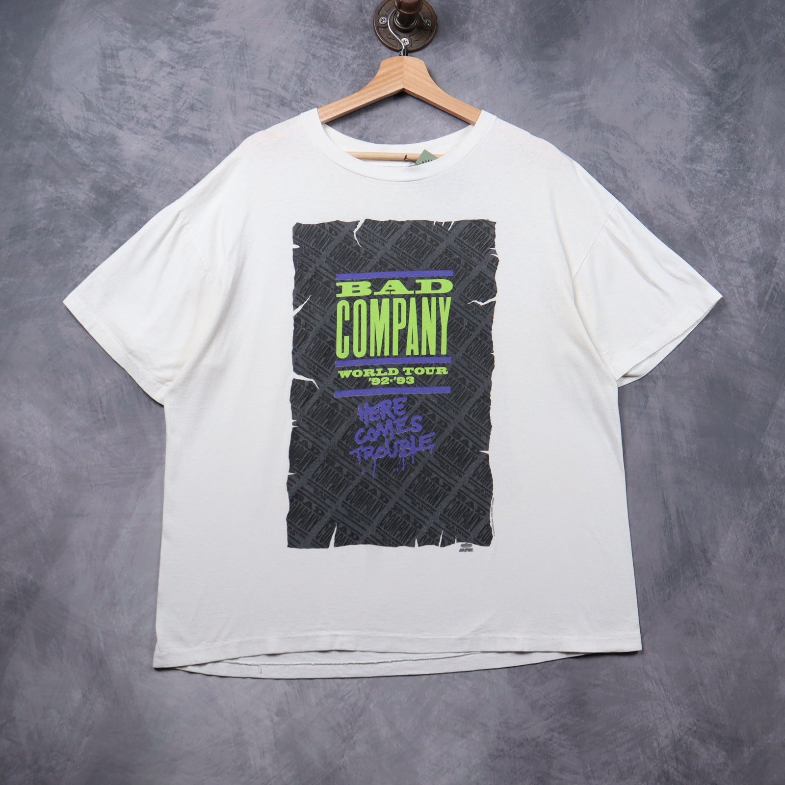 1992 White Bad Company Here Comes Trouble World Tour Shirt 5335