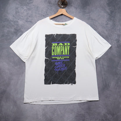 1992 White Bad Company Here Comes Trouble World Tour Shirt 5335