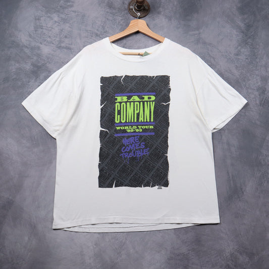 1992 White Bad Company Here Comes Trouble World Tour Shirt 5335