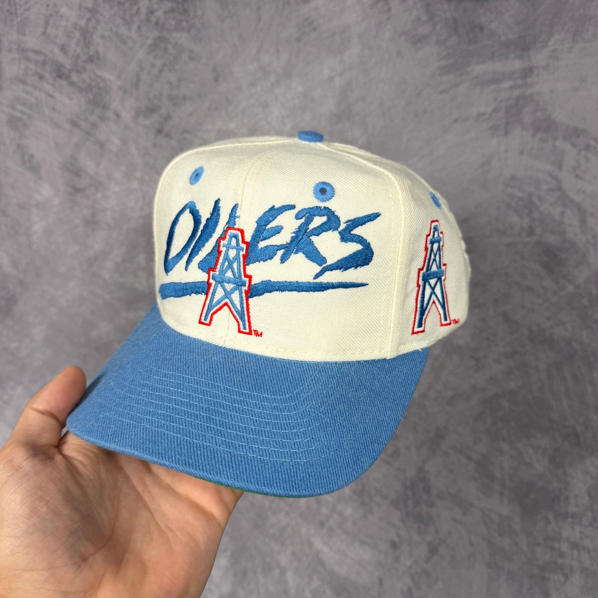 90s Cream Houston Oilers Snapback Hat 6833