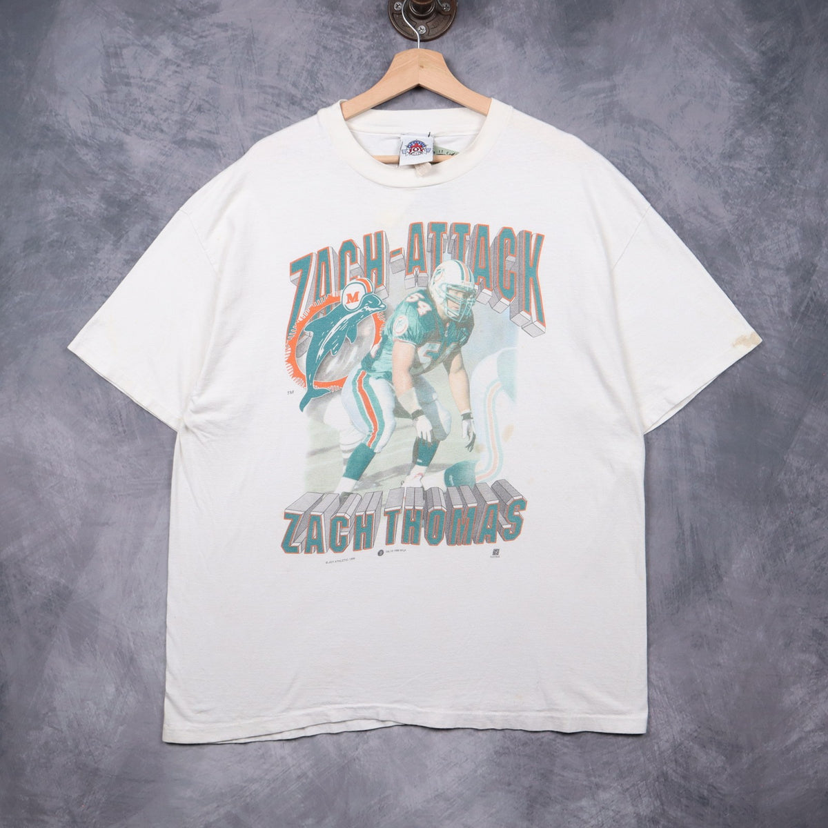 1996 White Zach Thomas Miami Dolphins Zach-Attack Shirt 6632