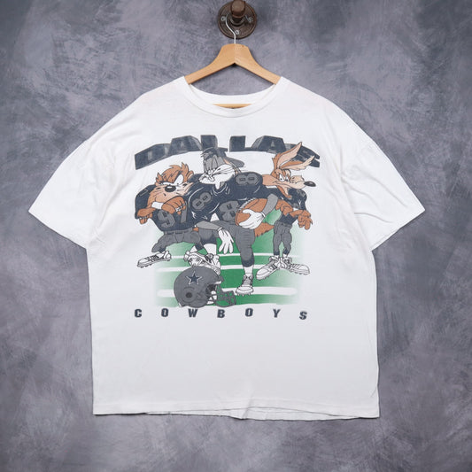 90s White Dallas Cowboys Looney Tunes Shirt 6542