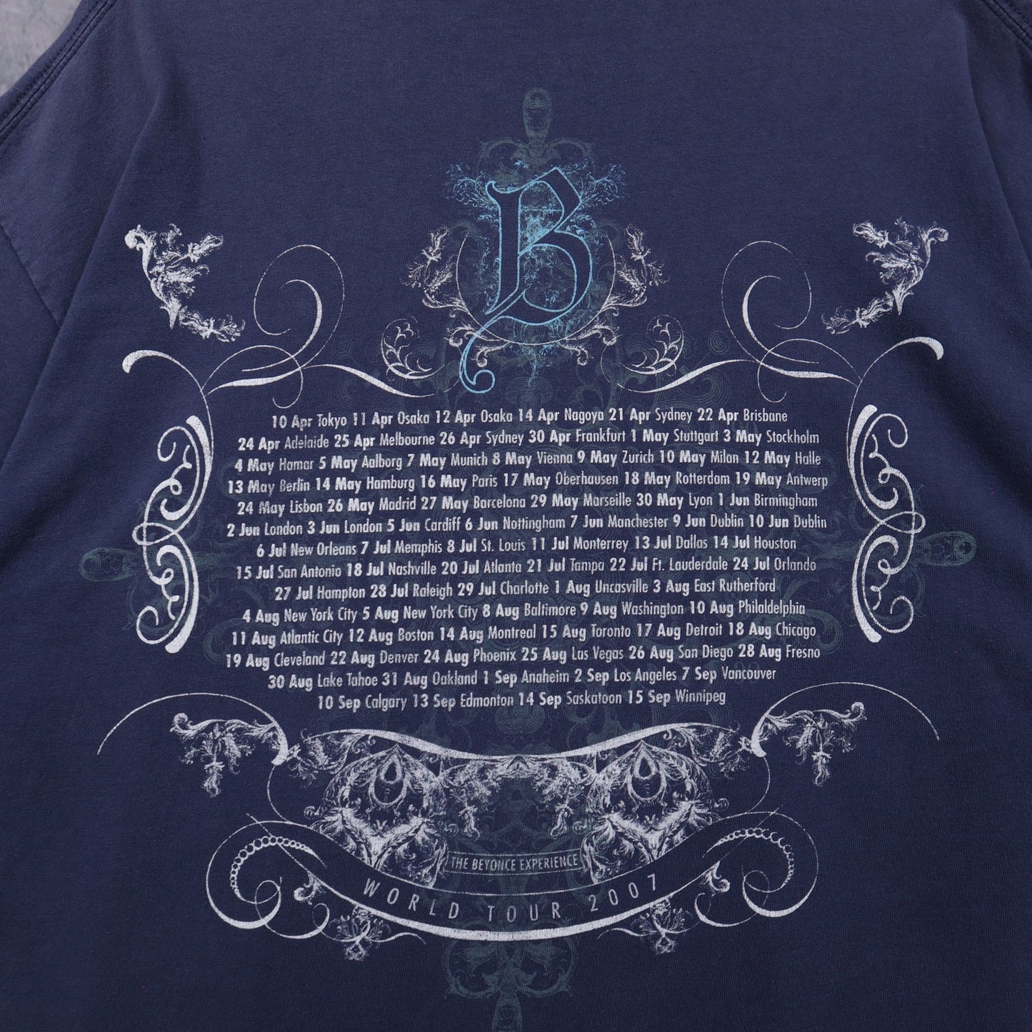 2007 Navy Blue Beyonce The Beyonce Experience World Tour Shirt 4931