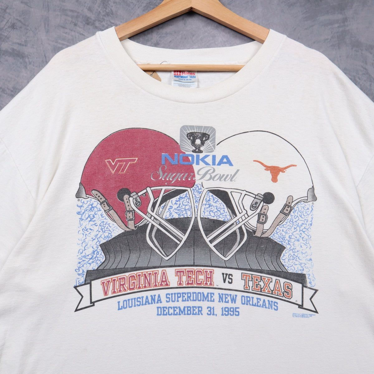 1995 White Nokia Sugar Bowl Virginia Tech vs Texas Shirt 5741