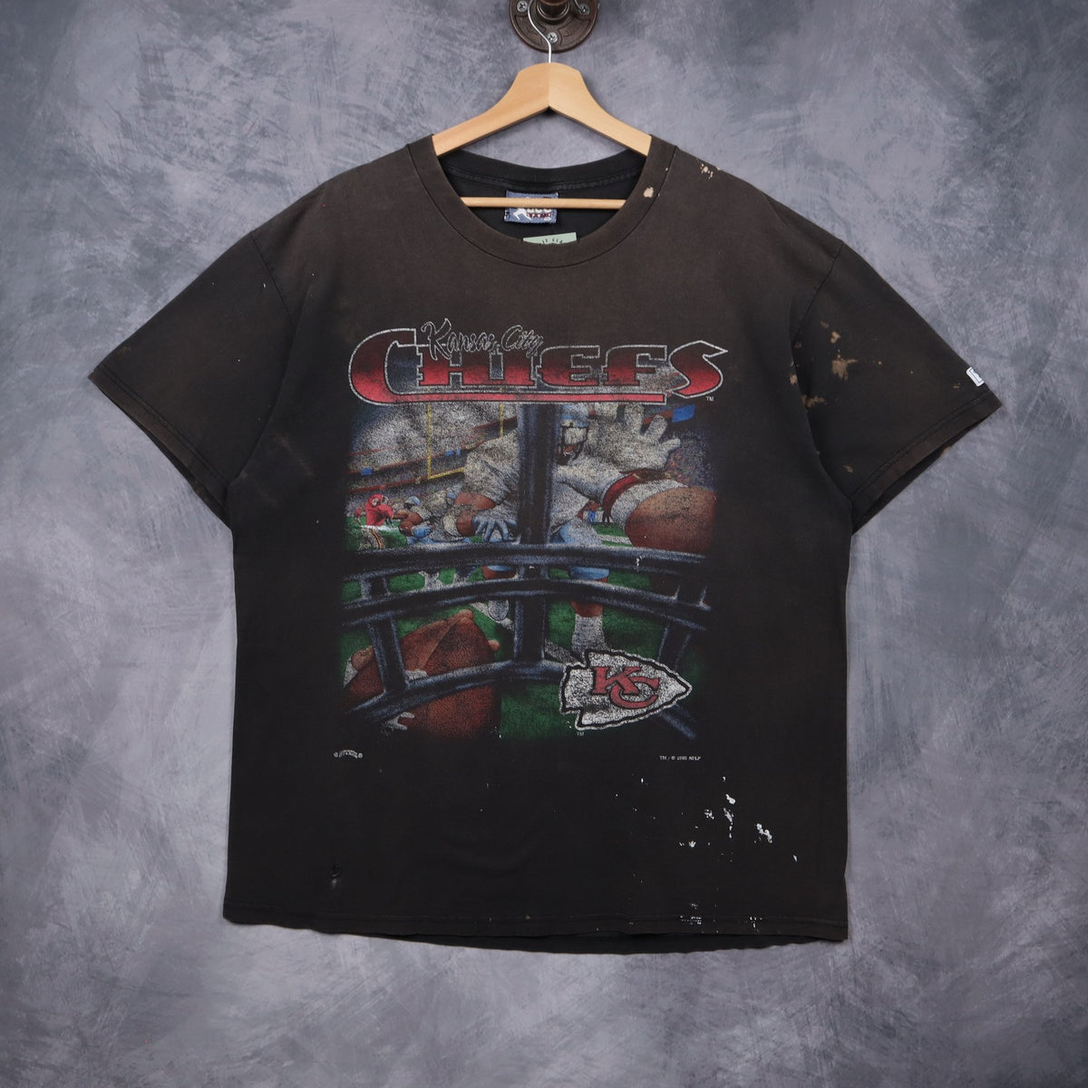 1995 Faded Black Kansas City Chiefs Shirt 6760