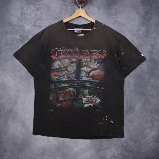 1995 Faded Black Kansas City Chiefs Shirt 6760