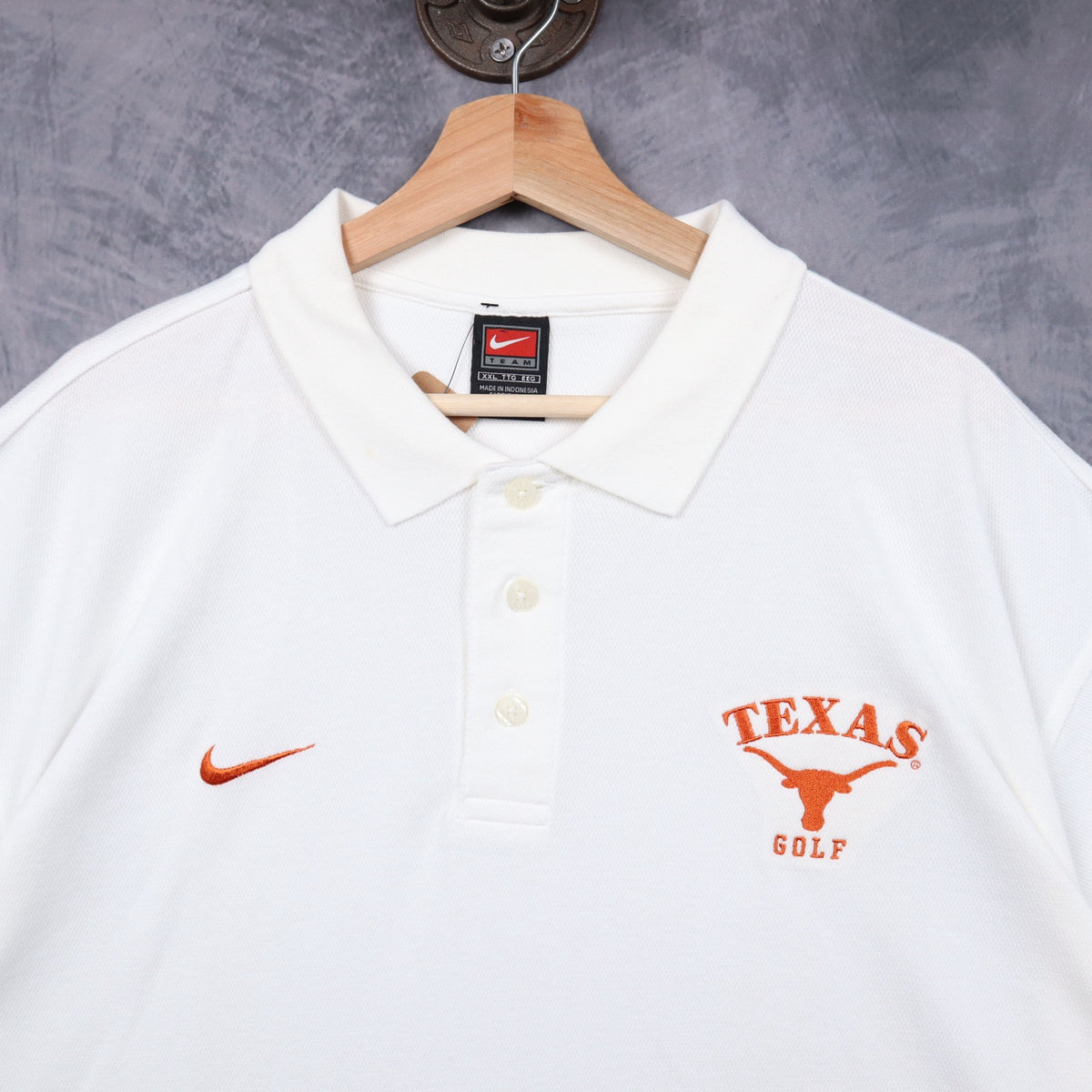 00s White Nike Texas Longhorns Golf Polo Shirt 5817