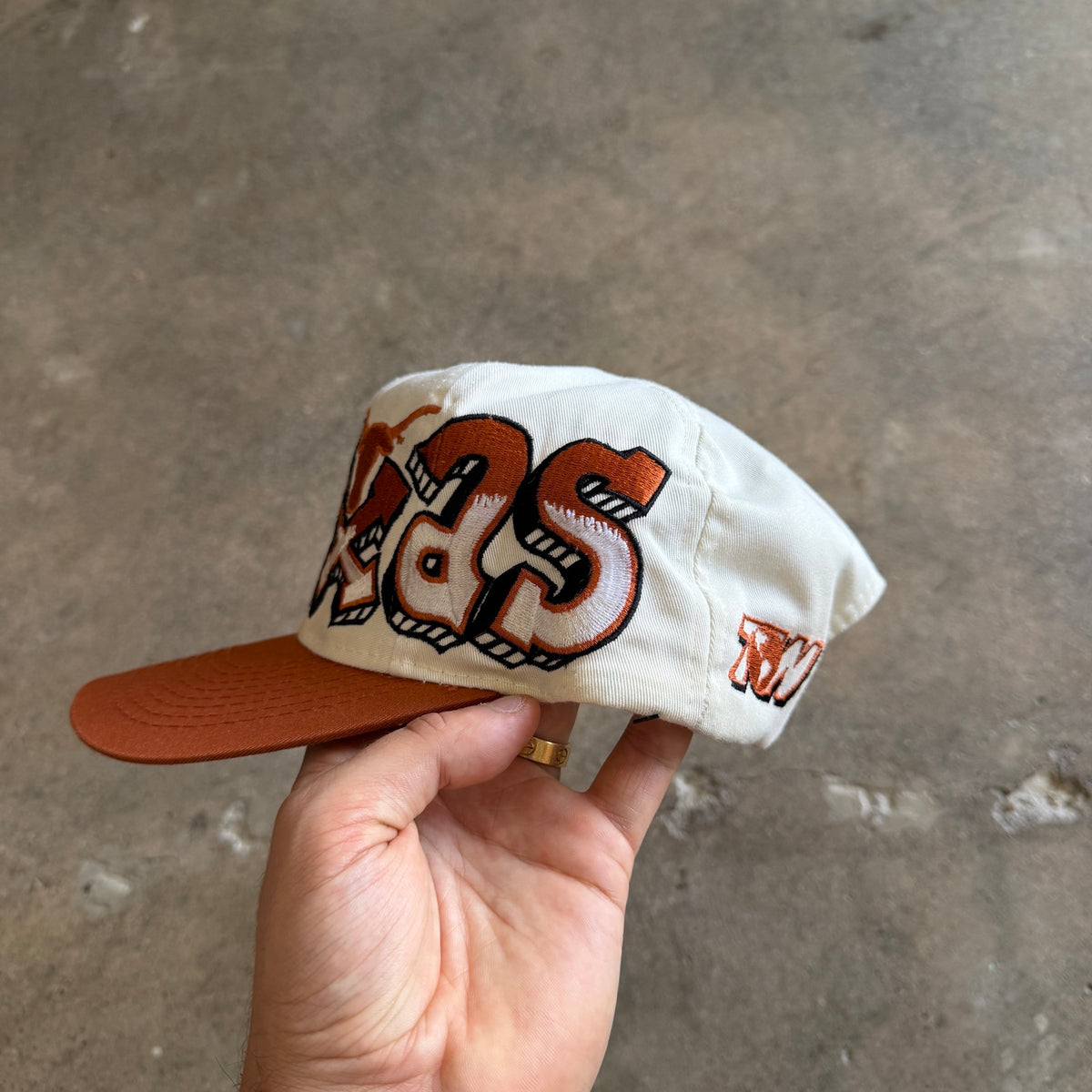 90s Cream Texas Longhorns Graffiti Snapback Hat 5767