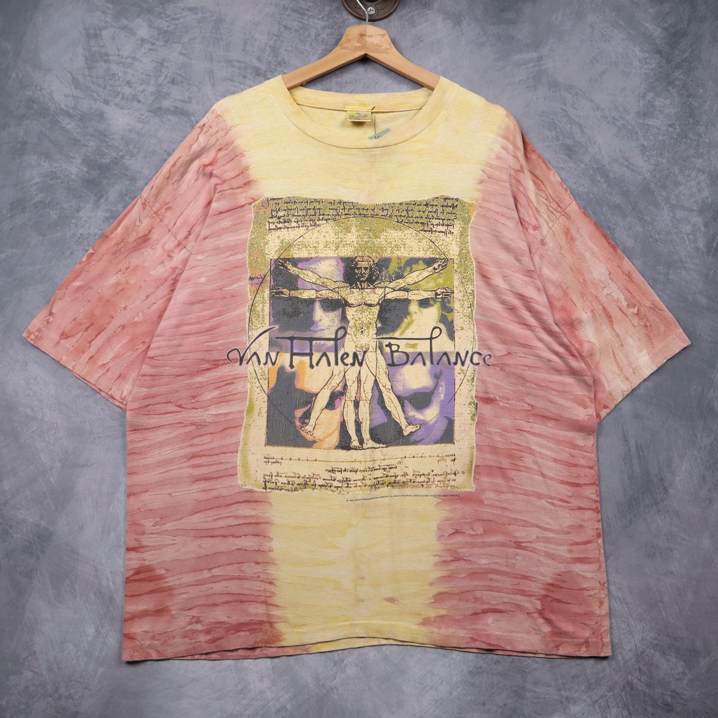 1995 Pink & Yellow Tie Dye Van Halen Balance Shirt 4926