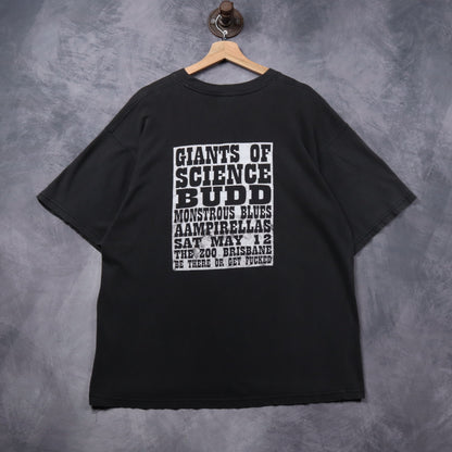 Early 00s Faded Black Giants Of Science Brisbane Gig Shirt 5346