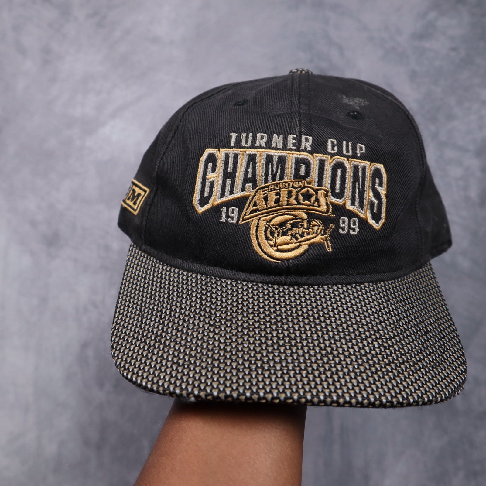 1999 Black Houston Aeros Turner Cup Champions CCM Snapback Hat 5567