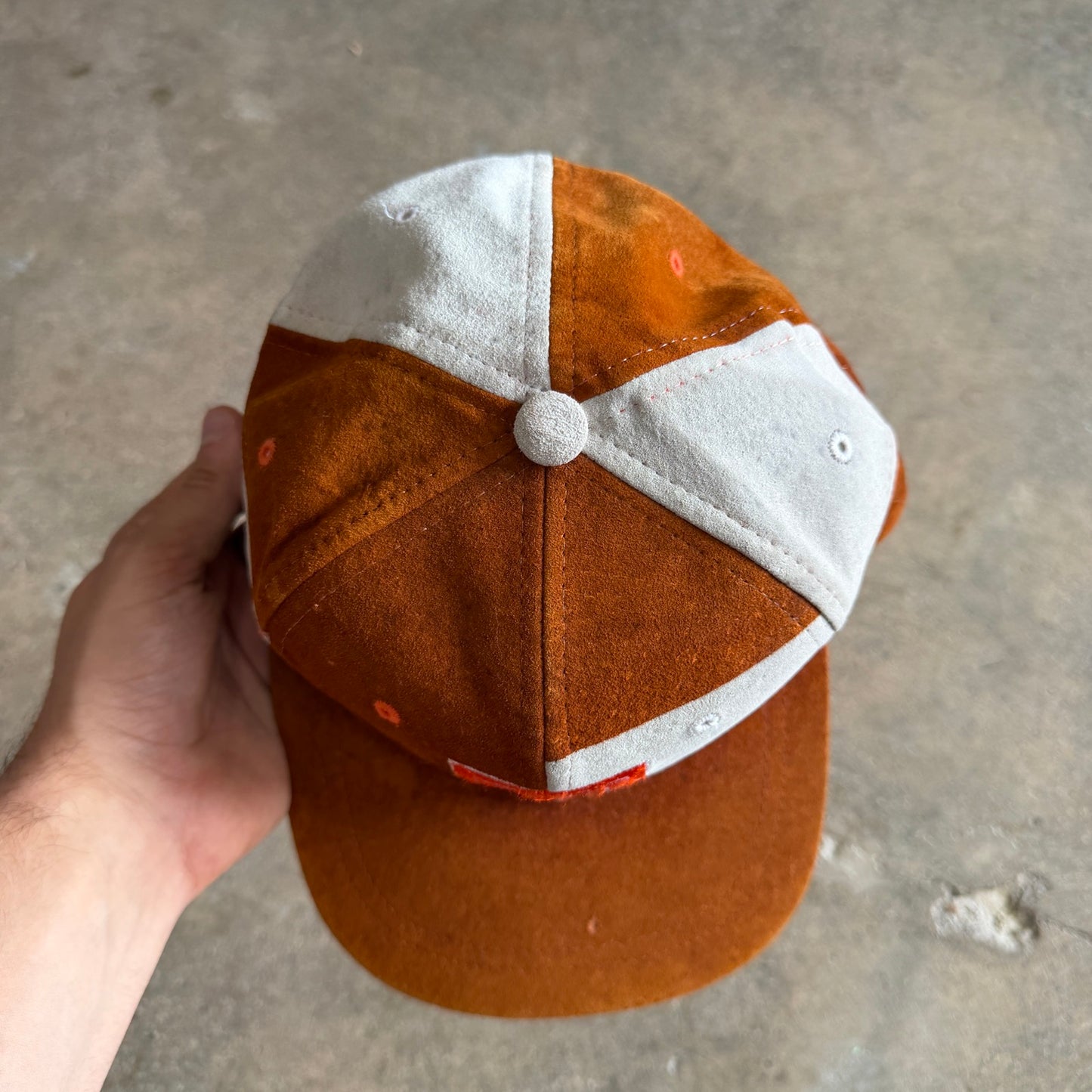 90s Burnt Orange Texas Longhorns Suede Snapback Hat 5783