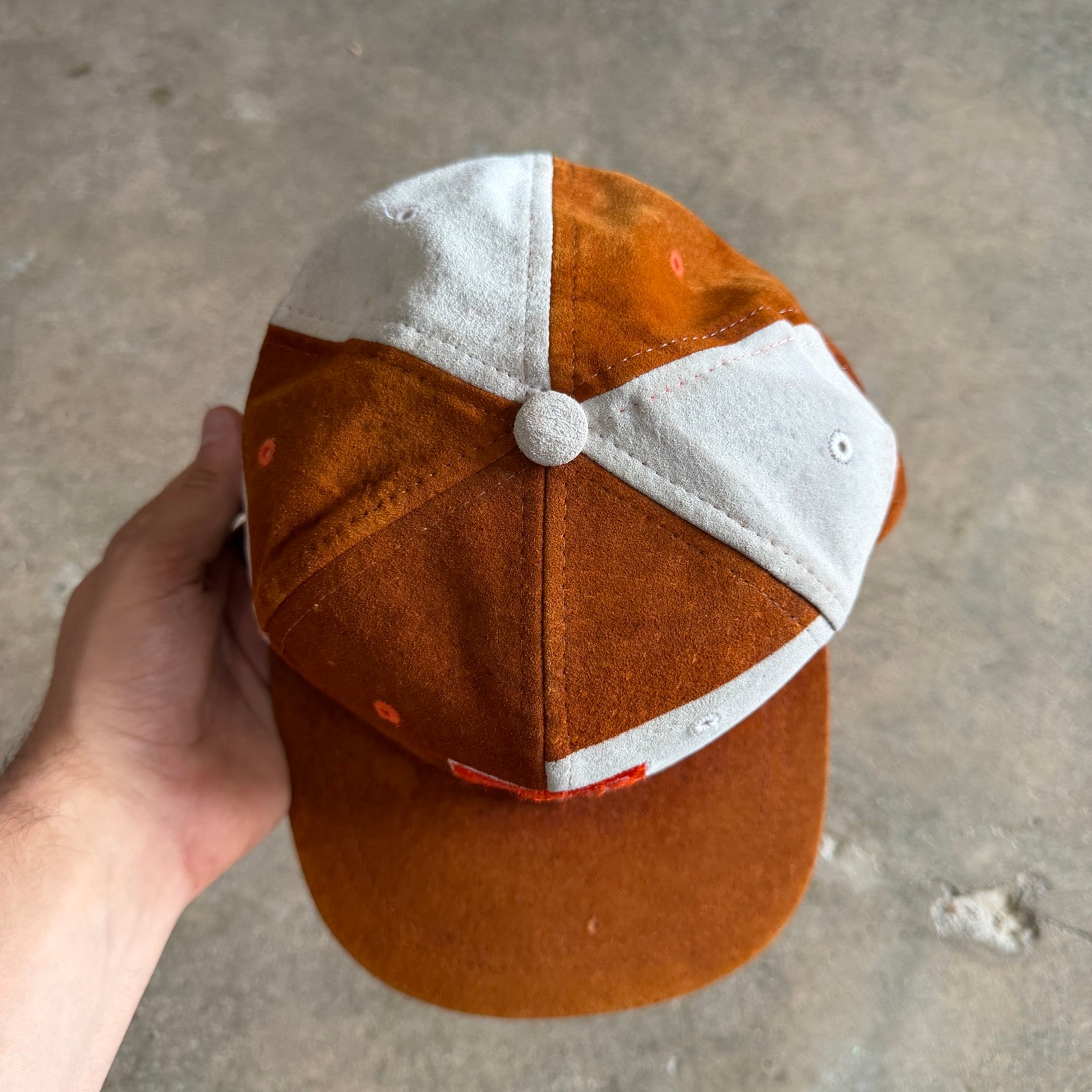 90s Burnt Orange Texas Longhorns Suede Snapback Hat 5783