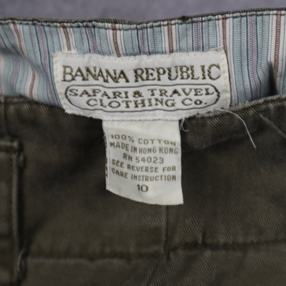 90s Olive Green Banana Republic Safari & Travel Pleated Shorts 5183