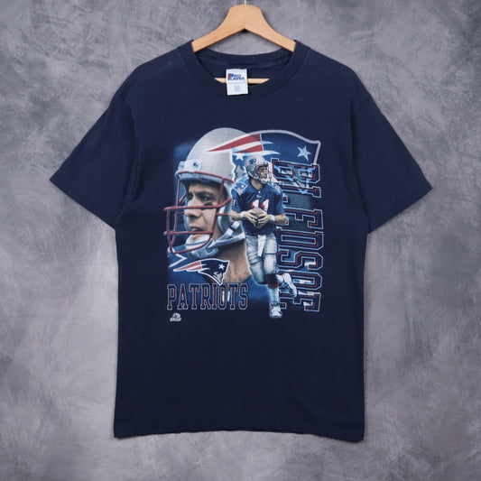 90s Navy Blue New England Patriots Bledsoe Shirt 6647