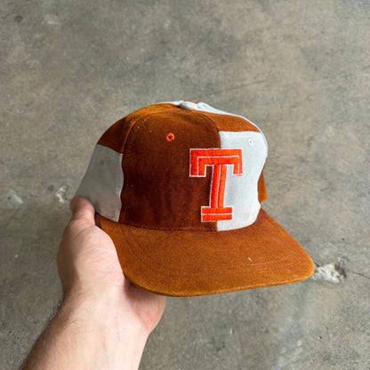 90s Burnt Orange Texas Longhorns Suede Snapback Hat 5783
