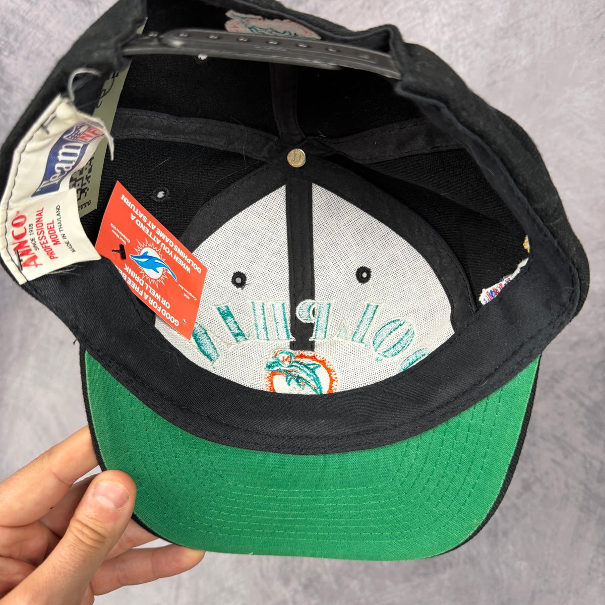 90s Black Miami Dolphins Super Bowl Champions Snapback Hat 6819