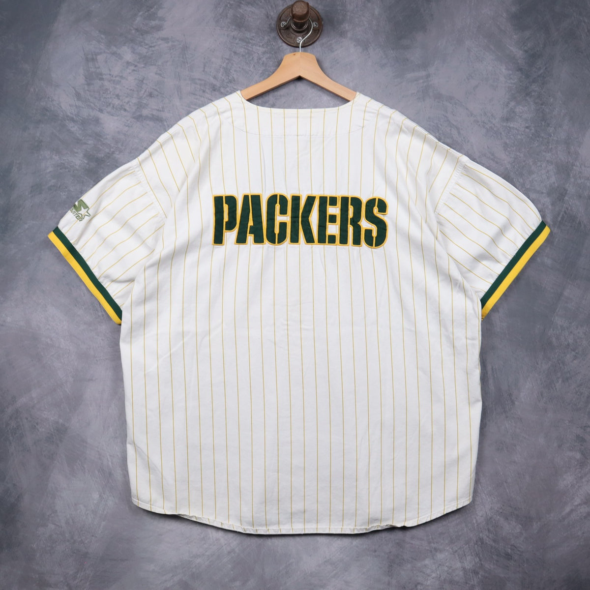 90s White Green Bay Packers Starter Pinstripe Baseball Jersey 6688