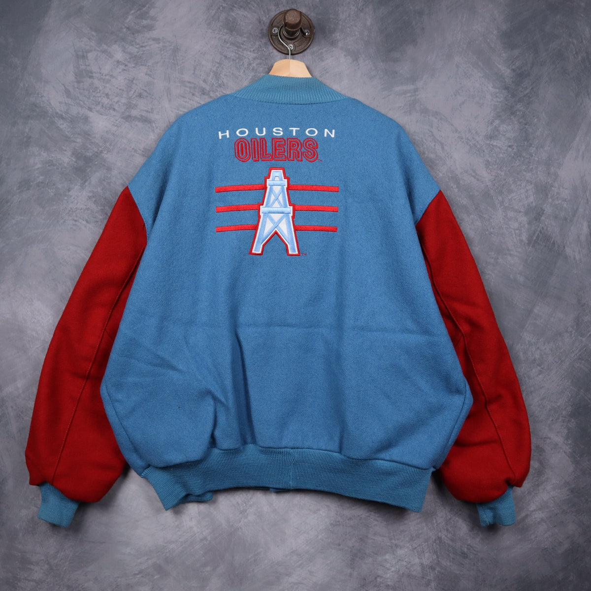 90s Blue Houston Oilers DeLong Varsity Jacket 6513