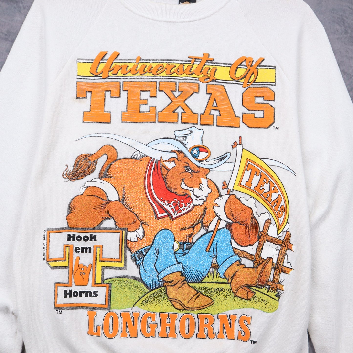 90s White University Of Texas Longhorns Crewneck Sweatshirt 5716