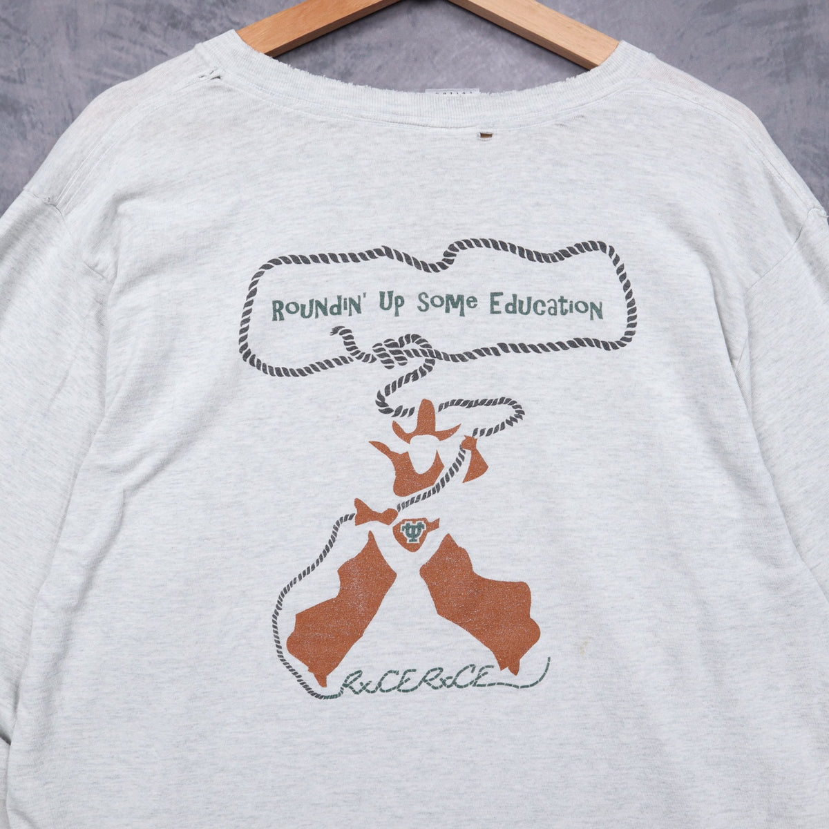 90s Grey Texas Longhorns UT College of Pharmacy Long Sleeve Shirt 5825