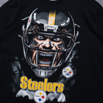 00s Black Pittsburgh Steelers Big Graphic Shirt 6762