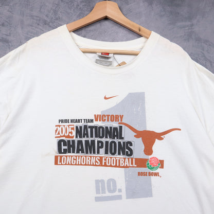 2005 White Texas Longhorns National Champions Rose Bowl Nike Shirt 5765