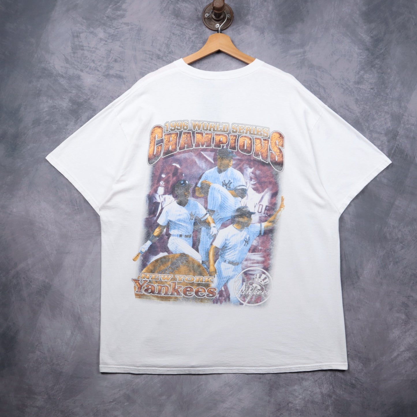 1996 White New York Yankees World Series Champions Rap Tee Style Shirt 5524