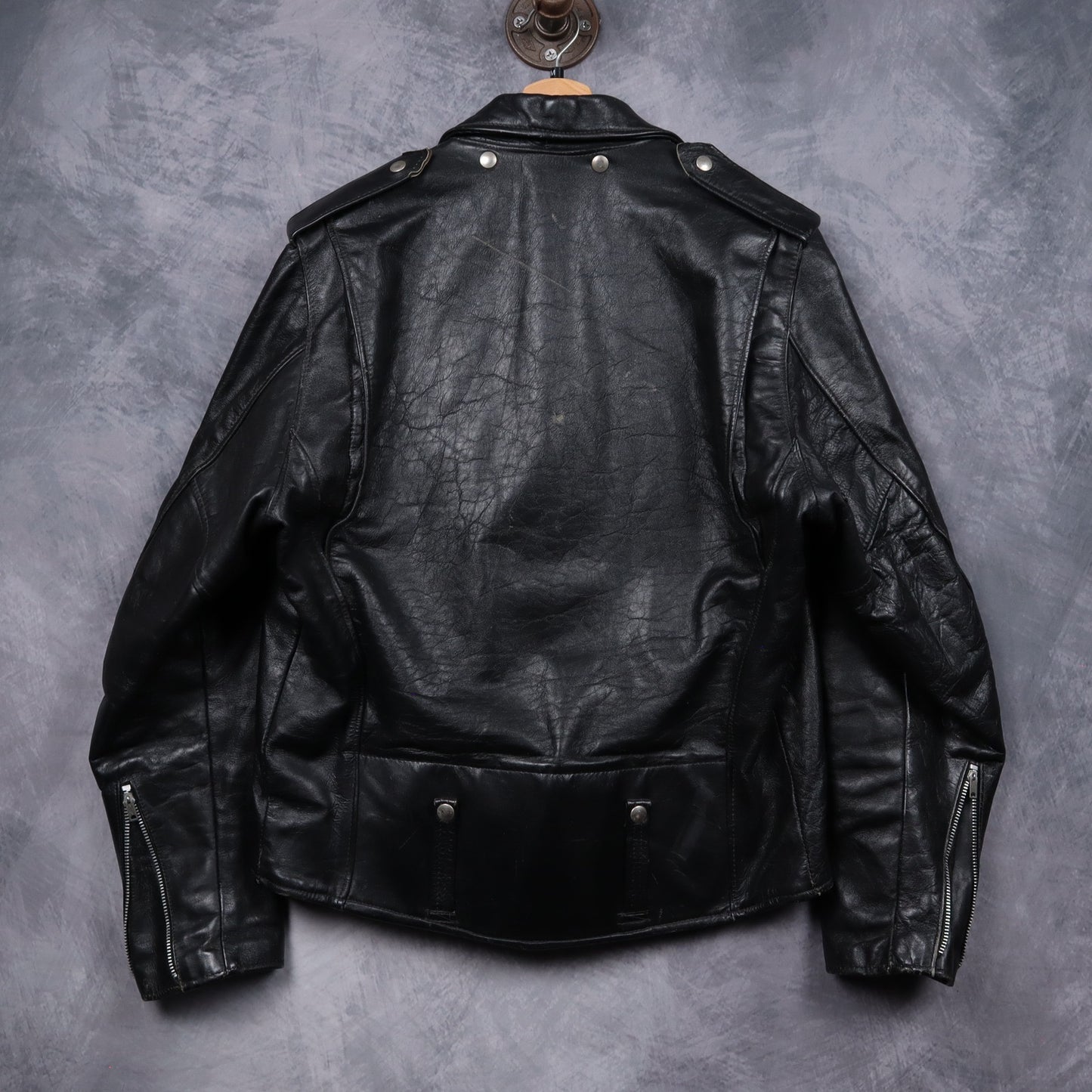 70s Black Harley-Davidson AMF Leather Motorcycle Jacket 5098