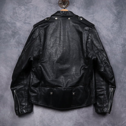 70s Black Harley-Davidson AMF Leather Motorcycle Jacket 5098