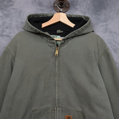 00s Green Carhartt Hooded Active Jacket 4795