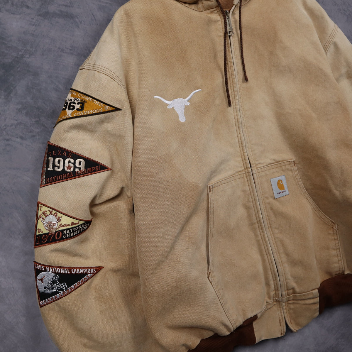 00s Tan Brown Carhartt Texas Longhorns Hooded Jacket 5904