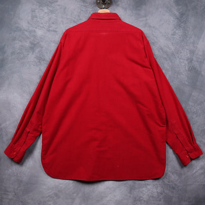 60s Red L.L. Bean Script Tag Chamois Flannel Shirt 4817