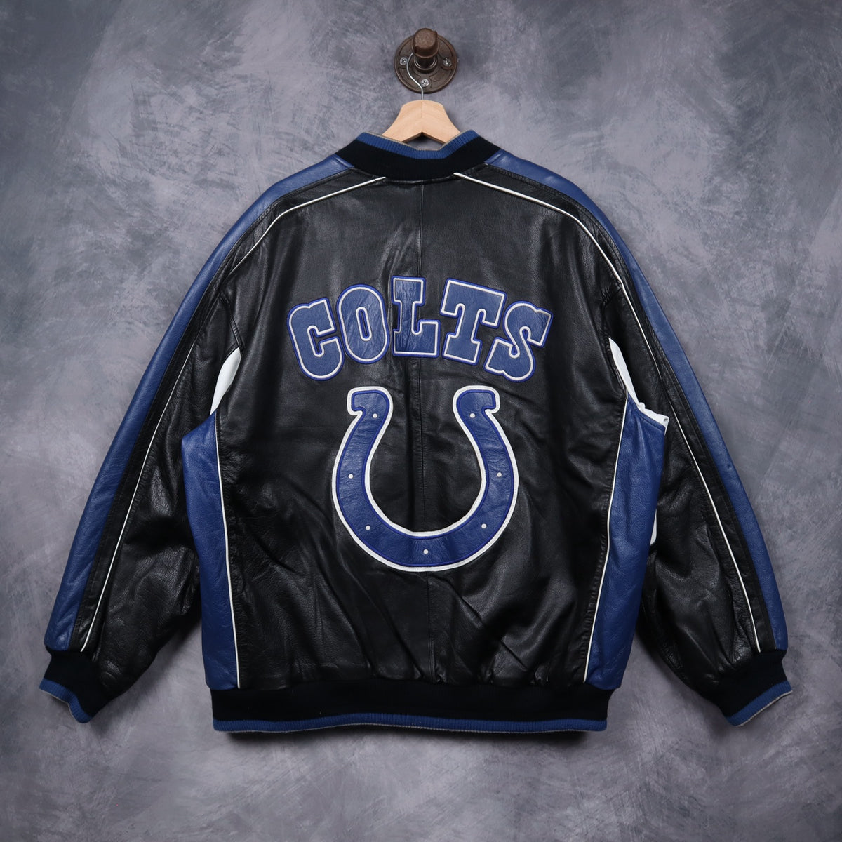 00s Black Indianapolis Colts G-III Carl Banks Leather Jacket 6498