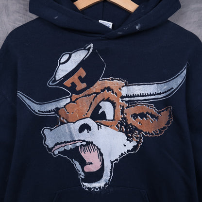 90s Navy Blue Keep It Classic Longhorn Graphic Hoodie 5674