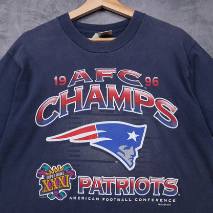 1996 Navy Blue New England Patriots AFC Champs Shirt 6593