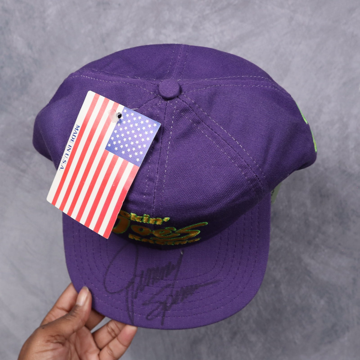 90s Purple Smokin' Joe's Racing #23 Jimmy Spencer Signed Snapback Hat 7288
