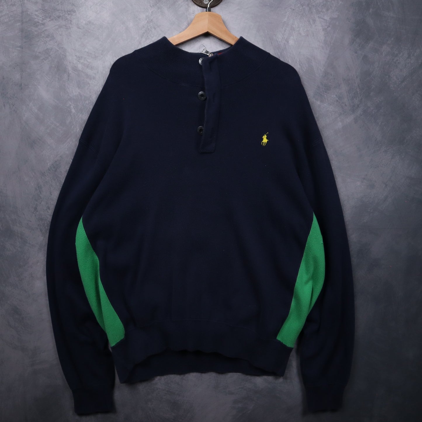 00s Navy Polo Ralph Lauren Quarter Button Sweater 4701