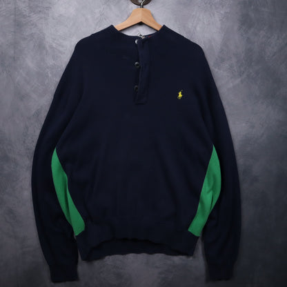 00s Navy Polo Ralph Lauren Quarter Button Sweater 4701